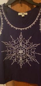 Blue embroidered tank